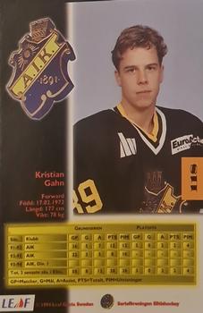 1994-95 Leaf Elit Set (Swedish) #118 Kristian Gahn Back