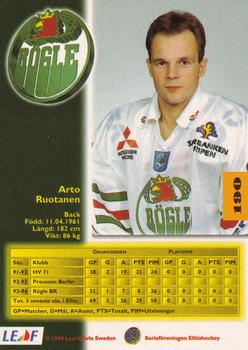 1994-95 Leaf Elit Set (Swedish) #190 Arto Ruotanen Back