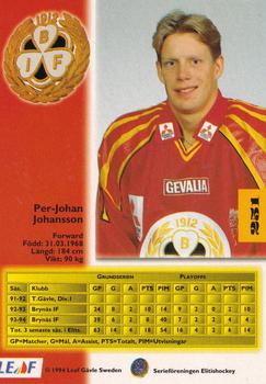 1994-95 Leaf Elit Set (Swedish) #251 Per-Johan Johansson Back