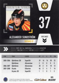 2008-09 SHL Elitset #5 Alexander Sundstrom Back