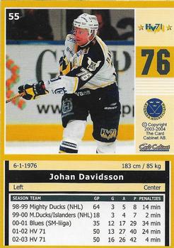 2003-04 SHL Elitset #55 Johan Davidsson Back