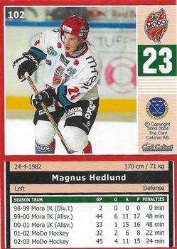 2003-04 SHL Elitset #102 Magnus Hedlund Back