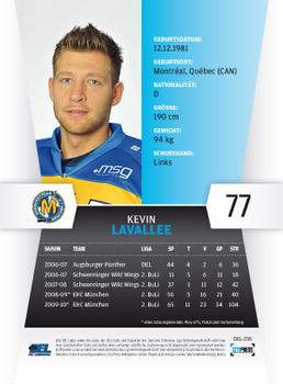 2010-11 Playercards (DEL) #DEL-235 Kevin Lavallee Back