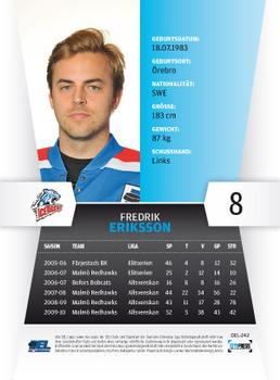 2010-11 Playercards (DEL) #DEL-242 Fredrik Eriksson Back