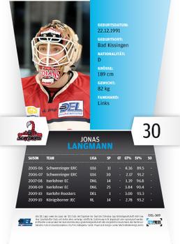 2010-11 Playercards (DEL) #DEL-369 Jonas Langmann Back