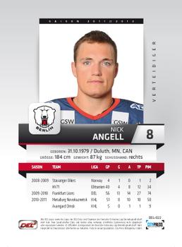 2011-12 Playercards (DEL) #DEL-022 Nick Angell Back