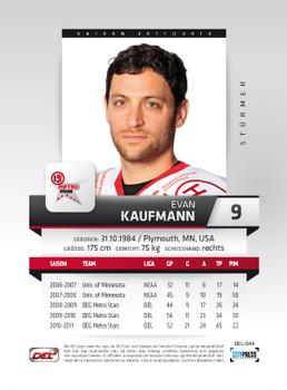 2011-12 Playercards (DEL) #DEL-044 Evan Kaufmann Back