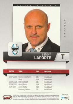 2011-12 Playercards (DEL) #DEL-072 Benoit Laporte Back