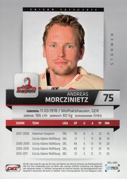 2011-12 Playercards (DEL) #DEL-089 Andreas Morczinietz Back