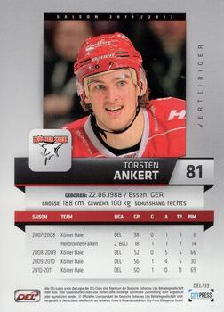 2011-12 Playercards (DEL) #DEL-133 Torsten Ankert Back