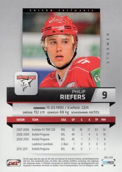 2011-12 Playercards (DEL) #DEL-134 Philip Riefers Back