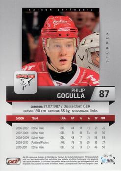 2011-12 Playercards (DEL) #DEL-143 Philip Gogulla Back
