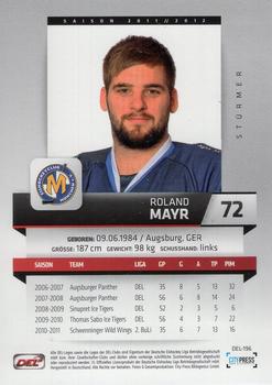 2011-12 Playercards (DEL) #DEL-196 Roland Mayr Back