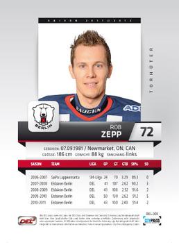 2011-12 Playercards (DEL) #DEL-305 Rob Zepp Back