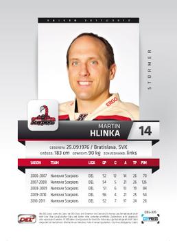 2011-12 Playercards (DEL) #DEL-335 Martin Hlinka Back