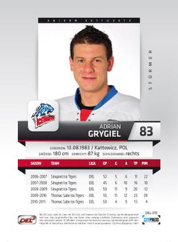 2011-12 Playercards (DEL) #DEL-370 Adrian Grygiel Back
