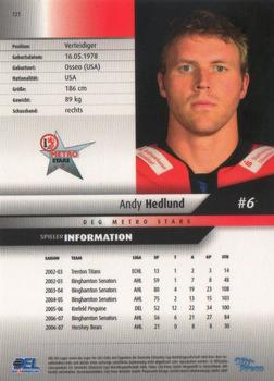 2007-08 Playercards (DEL) #121 Andy Hedlund Back