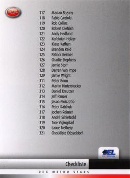 2007-08 Playercards (DEL) #321 Checkliste Dusseldorf Back