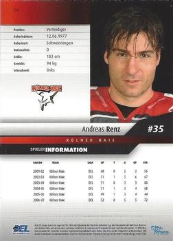 2007-08 Playercards (DEL) #203 Andreas Renz Back