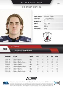 2008-09 Playercards (DEL) #347 Constantin Braun Back