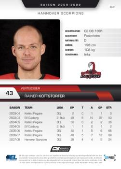 2008-09 Playercards (DEL) #402 Rainer Köttstorfer Back
