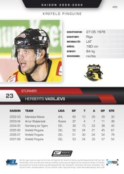 2008-09 Playercards (DEL) #466 Herberts Vasiljevs Back