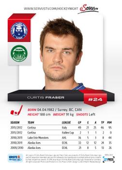 2012-13 Playercards EBEL #EBEL-063 Curtis Fraser Back