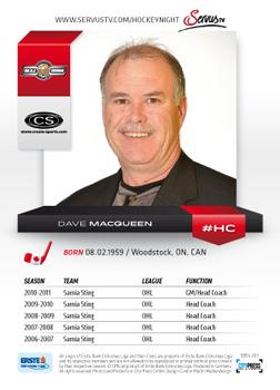2012-13 Playercards EBEL #EBEL-283 Dave MacQueen Back
