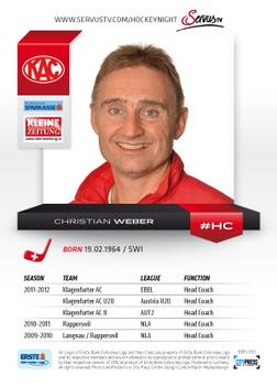 2012-13 Playercards EBEL #EBEL-053 Christian Weber Back