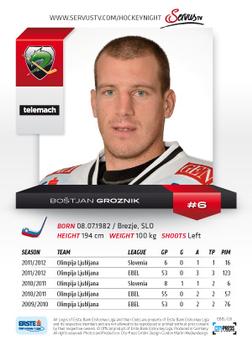 2012-13 Playercards EBEL #EBEL-126 Bostjan Groznik Back