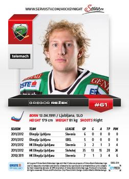 2012-13 Playercards EBEL #EBEL-328 Gregor Rezek Back