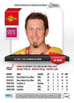 2012-13 Playercards EBEL #EBEL-342 Sven Klimbacher Back