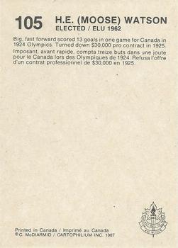 1987 Cartophilium Hockey Hall of Fame #105 Moose Watson Back