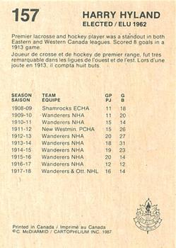 1987 Cartophilium Hockey Hall of Fame #157 Harry Hyland Back
