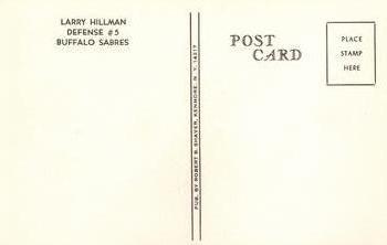 1972-73 Buffalo Sabres Postcards #NNO Larry Hillman Back