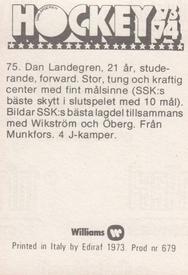 1973-74 Williams Hockey (Swedish) #75 Dan Landegren Back