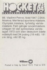 1973-74 Williams Hockey (Swedish) #88 Vladimir Petrov Back