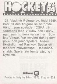 1973-74 Williams Hockey (Swedish) #121 Vladimir Polupanov Back