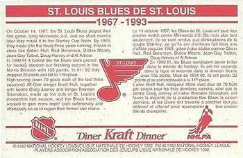 1992-93 Kraft - Kraft Dinner Teams #NNO St. Louis Blues  Back