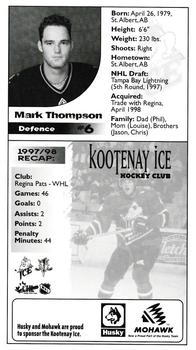 1998-99 Kootenay Ice (WHL) #6 Mark Thompson Back