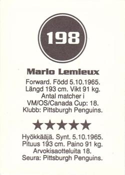 1993 Semic Hockey VM/Jaakiekon MM (Swedish/Finnish) Stickers #198 Mario Lemieux Back