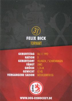 2016-17 Dusseldorfer EG Postcards #NNO Felix Bick Back