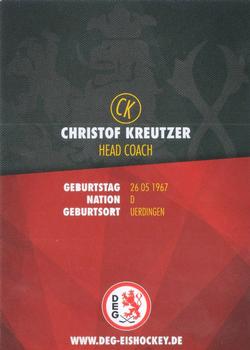 2016-17 Dusseldorfer EG Postcards #NNO Christof Kreutzer Back