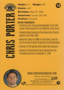 2016-17 Choice Providence Bruins (AHL) #18 Chris Porter Back