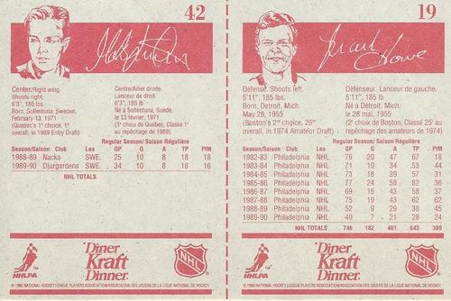 1990-91 Kraft - Panels #19 / 42 Mark Howe / Mats Sundin Back