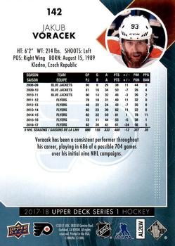 2017-18 Upper Deck #142 Jakub Voracek Back