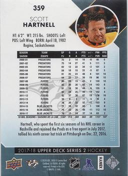 2017-18 Upper Deck #359 Scott Hartnell Back