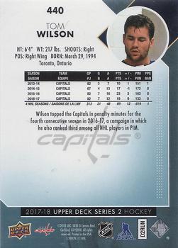 2017-18 Upper Deck #440 Tom Wilson Back