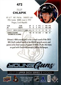 2017-18 Upper Deck #472 Filip Chlapik Back