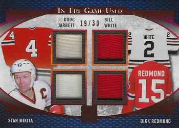 2017 Leaf In The Game Used - Quad Game-Used Jersey #GU4-01 Doug Jarrett / Bill White / Stan Mikita / Dick Redmond Front